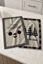Monochrome Christmas Black and White Christmas Tree and Ornament Patterned Modern 2-Piece Kitchen Towel Set 35X55 - 3