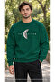 Men's Minimalist Moon Phase and Enthusiasm Text Printed Crew Neck Casual Regular Fit Sweatshirt