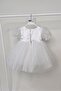 Silvery Satin Off-White Balloon Sleeve Girls' Baby Evening Dress - 3