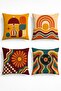 Retro Lampshade and Record Patterned 4-Piece Throw Pillow Cover Set - 3