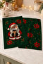 Woodland Santa Santa Claus Kokina and Green Forest Christmas Patterned Classic 2-Piece Kitchen Towel Set 35X55 - 2