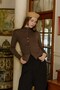 Turquoise Drawstring Buttoned Cardigan Brown - 4