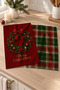 Tartan Wreath Wishes Christmas Wreath Red Green Plaid Patterned Set of 2 Kitchen Towels 35X55 - 2
