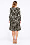Women's Plus Size, Black, Wrap Collar, Floral Pattern Lycra Viscose Dress 65N39630 - 8