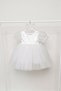 Silvery Satin Off-White Balloon Sleeve Girls' Baby Evening Dress
