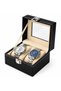 2-Slot Watch Box Pu Leather Transparent Lid Lockable Watch Storage and Organizing Box Black - 3