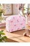 Pink Gingham Ribbon Patterned Makeup Bag - Large Size D1 (New Product) - 6