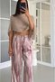 Women's Powder Tie-Dye Pattern Satin Trousers