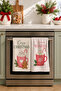 Warm Cocoa Pair Hot Chocolate and Cookie Cream Christmas Patterned 2-Piece Kitchen Towel Set 35X55