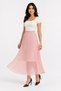 Women's Elastic Waist Lined Long Pleated Chiffon Skirt - Pink - 2