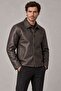 Brown Men's Vintage Vintage Genuine Leather Coat - 3