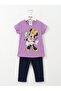 Children's Set Character Printed Crew Neck Short Sleeve T-Shirt Leggings 2-Piece Set 2-6 Years Old Cotton Mouse - 5