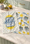 Lemon Sea Catch Sardine Lemon and Blue Polka Dot Mediterranean Kitchen 2-Piece Kitchen Towel Set 35X55