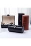 3-Slot Watch Storage Box Pu Leather Cylinder Travel Type Watch Organizer Protective Carrying Case Black - 5
