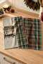 Christmas Market Plaid Christmas Market Hut and Green Plaid Patterned 2-Piece Kitchen Towel Set 35X55