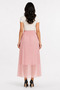 Women's Elastic Waist Lined Long Pleated Chiffon Skirt - Pink - 4