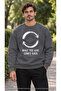 Men's Circular Arrow Symbol and Mixed Text Printed Crew Neck Casual Regular Fit Sweatshirt