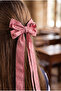 Girl's Double Bowknot Gingham Automatic Buckle Red - 2