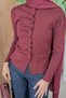 Turquoise Drawstring Buttoned Cardigan Burgundy - 2
