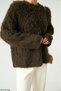 Women's Khaki Crew Neck Plush Sweater - 4