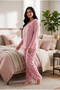 Seasonal Fabric Crew Neck Long Sleeve Large Size Women's Pajama Set 400 - 4