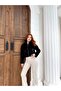 Women's Black Stand Collar Crop Plush Jacket Nh2703 - 5