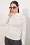Women's Long Sleeve Blouse with Buckle Detail 40046 - White - 3
