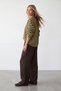 Women's Brown Ribbed Crew Neck Striped Oversize Sweatshirt Alc-X15870 - 4