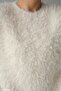 Women's Cream Crew Neck Plush Sweater - 6