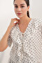 Women's Short Sleeve Ruffle Blouse 40032 - White - 5