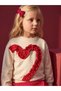 Girl's Ecru Red Heart Appliqued Sweatshirt - 4