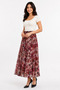 Women's Patterned Elastic Waist Lined Long Pleated Chiffon Skirt - Desen7 - 2