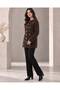 Women's Crew Neck Pearl and Stone Embellished Copper Buttoned Long Sleeve Fuzzy Embroidered Knitwear Tunic Jacket - 5