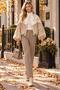 Women's Beige Balloon Sleeve Zippered Detailed Embellished Bomber Jacket Nbk9000