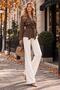 Women's Brown Gold Button Detailed Belted Zr Model Short Jacket Nbk6003 - 5