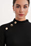Women's Button Detailed Long Sleeve Blouse 40044 - Black - 5
