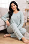 Seasonal Fabric Crew Neck Long Sleeve Large Size Women's Pajama Set 400