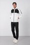 Men's White Winter Stand Collar Zippered Diving Fabric Inside Cotton Regular Fit Tracksuit Set - E227 - 2