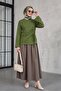 Elastic Waist Double Pocket Poplin Skirt - Light Brown - 4