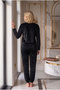 Soft Textured Velvet Fabric Long Sleeve Plus Size Women's Pajama Set 2500 - 5