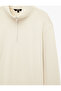 Cotton Straight Fit Long Sleeve Half Zipper Stand Collar Sports Sweatshirt - 3
