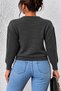 Women's Crew Neck Long Sleeve Openwork Hair Braided Anthracite Knitwear Sweater - 5