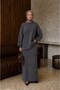 Women's Crew Neck Off-Shoulder Balloon Sleeve Sweat Skirted Hijab Two-Piece Combination Set - 5