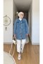 Women's Shirt Collar, Side Pockets, Buttoned, Long Sleeves, Piecewise Long Denim Jacket - 2