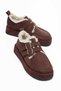 Lolita Brown Suede Fur Inside Double Buckle Platform Thick Sole Daily Boots - 3