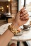 Gold Color Brass Spiral Model Vintage Thick Handcuff Bracelet - 2