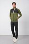 Men's Khaki Winter Stand Collar Zippered Diving Fabric Inside Cotton Regular Fit Tracksuit Set - E227 - 5