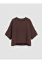 Ozmarka New Season Brown Crew Neck Wide Sleeve Oversize Blouse - 5