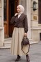 Shawl Collar Elastic Waist Buckle Detailed Crop Jacket - Dark Brown - 3