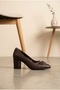 Women's Bow Detailed Thick Block Heeled Shoes Pointed Toe Comfortable Sole Stylish Evening Dress and Office Stiletto - 2